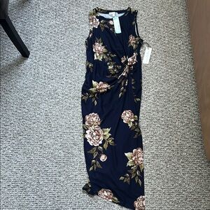 Nine Britton Blue and Cream Midi Dress